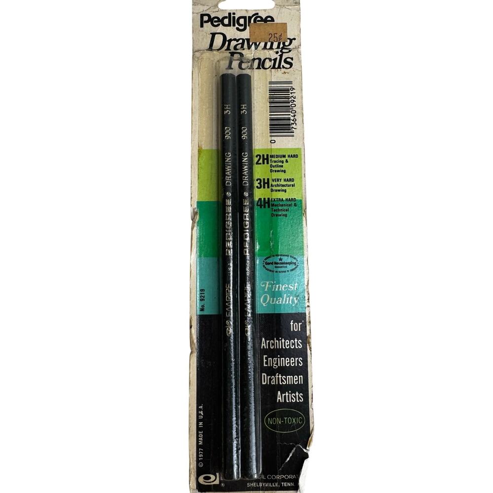 Pedigree Drawing Pencils Vintage Empire 1977 Architect 900 3H Very Hard 2 Pack